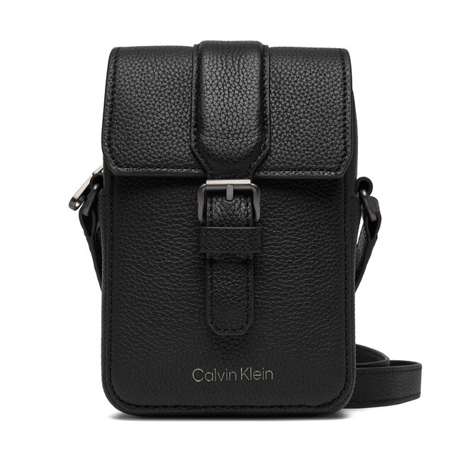 Saszetka Calvin Klein Leather Slim Flap Reporter LV04D3323G Czarny