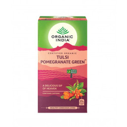 Herbata Tulsi Pomegranate Green Organic India (25 torebek) Pobudzająca owocowa moc!