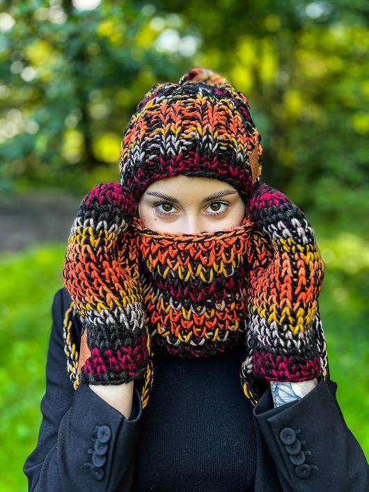 Mały komin MERINO 50% Ciemna jesień