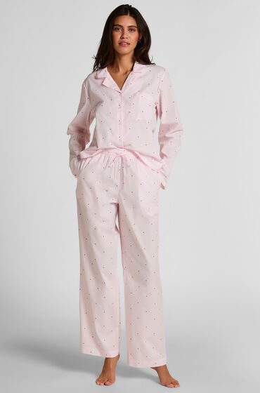 Hunkemöller Spodnie bawełniane w paski i serca Biały