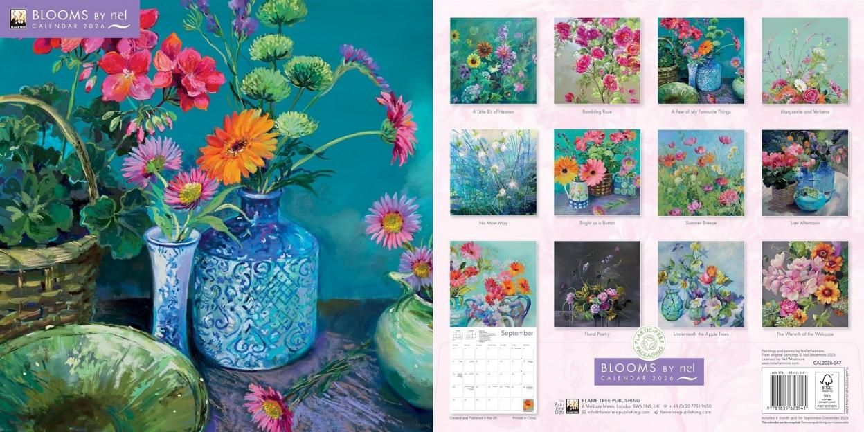 Kalendarz 2026 ścienny kwadrat Kwiaty Nel Whatmore - kalendarz