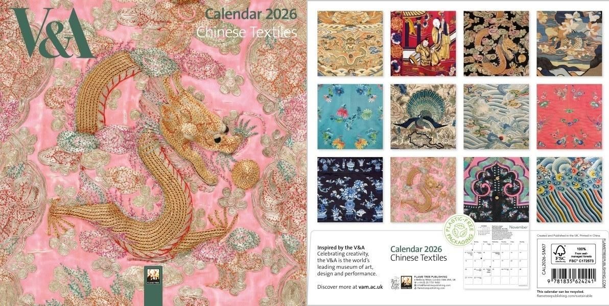 Kalendarz 2026 ścienny kwadrat Chinese Textiles - kalendarz