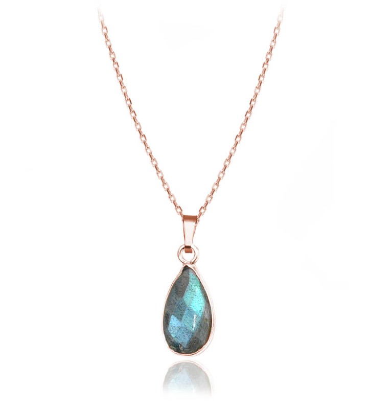 Naszyjnik z naturalnym Labradorytem Maris - srebro pr. 925 -rose gold