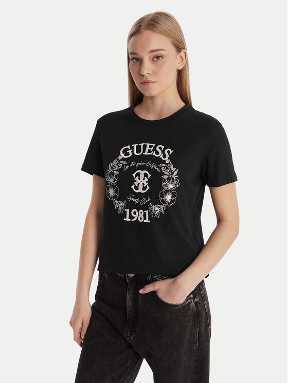 Guess T-Shirt V6RI12 J1314 Czarny Regular Fit