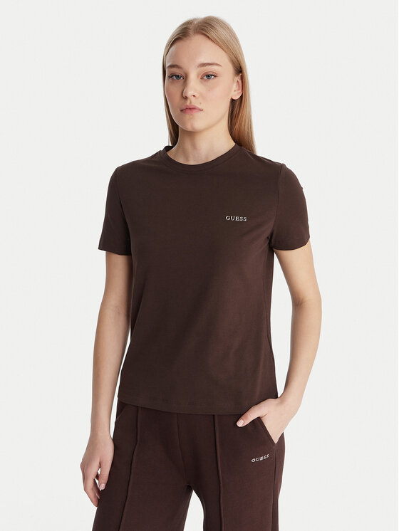 Guess T-Shirt V6RI07 J1314 Brązowy Regular Fit