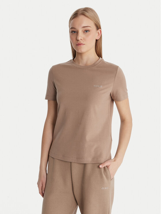 Guess T-Shirt V6RI07 J1314 Beżowy Regular Fit