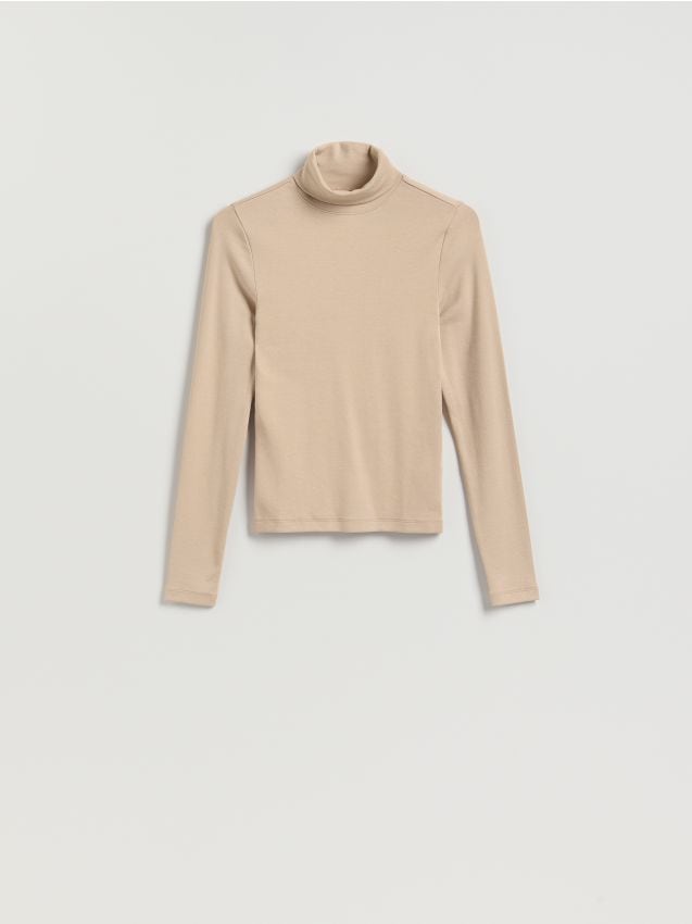 Reserved - Longsleeve z golfem - kremowy