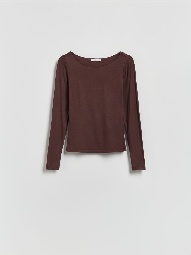 Reserved - Longsleeve z wiskozą - ciemnobrązowy