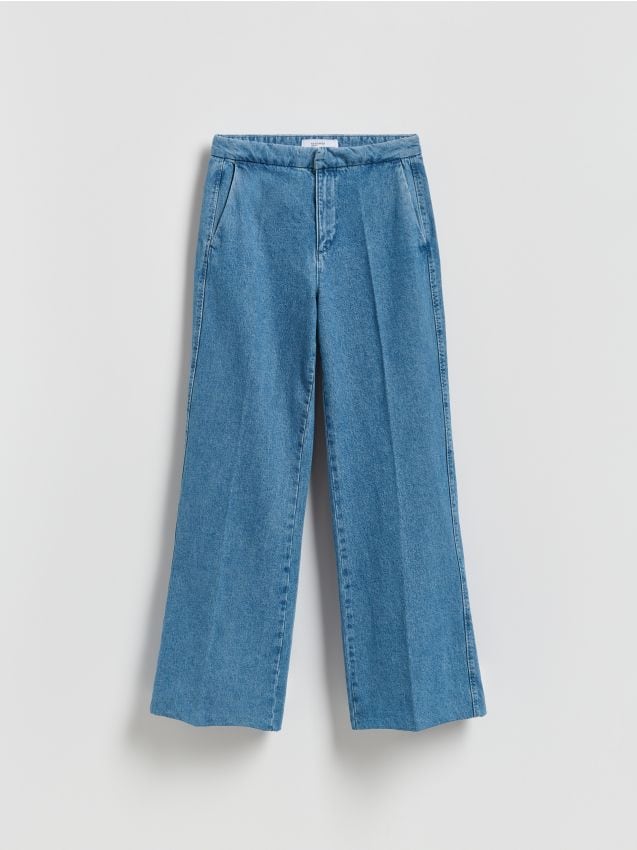 Reserved - Jeansy flare z kantem - niebieski