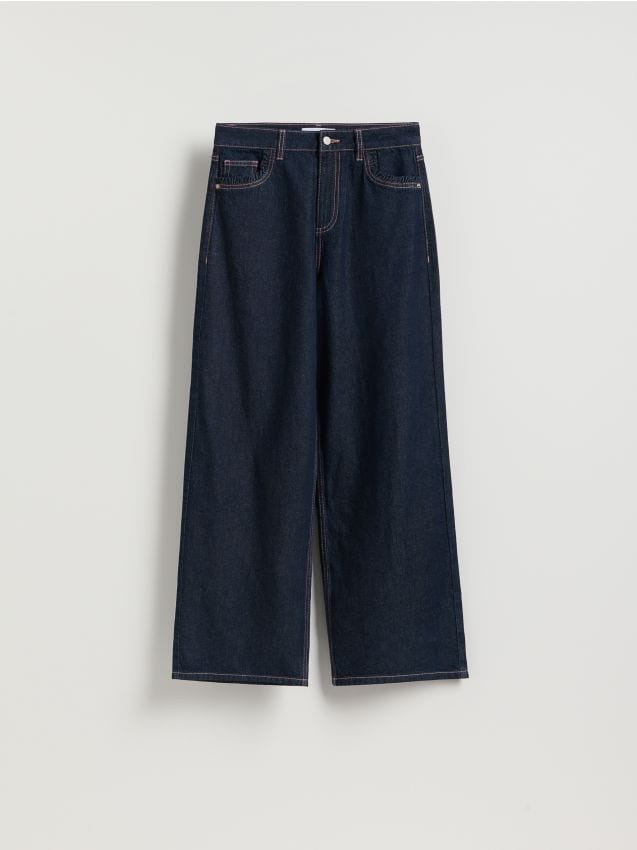 Reserved - Jeansy wide leg - granatowy