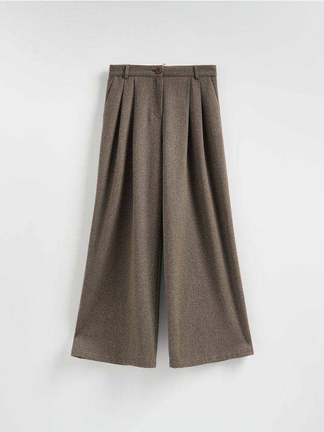 Reserved - Spodnie z wiskozą - ciemnobrązowy