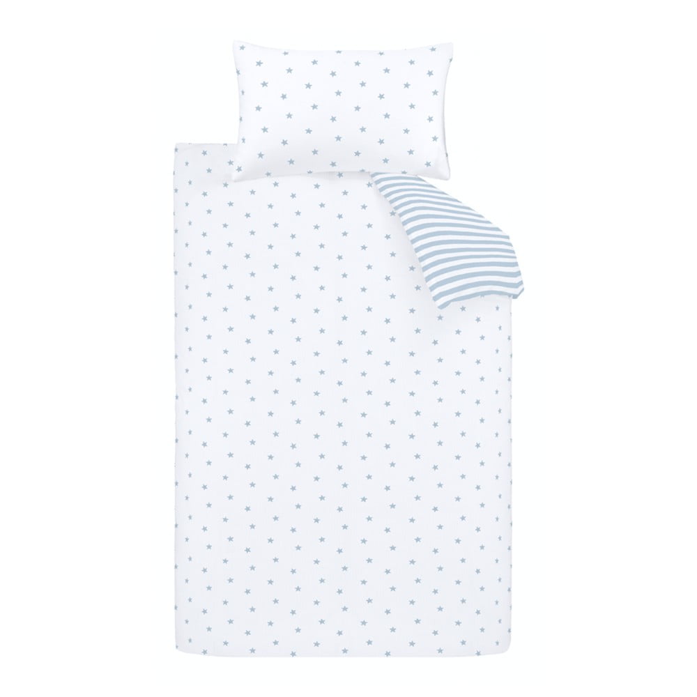 Biało-niebieska bawełniana pościel dziecięca jednoosobowa 135x200 cm Mini Star & Stripes – Bianca