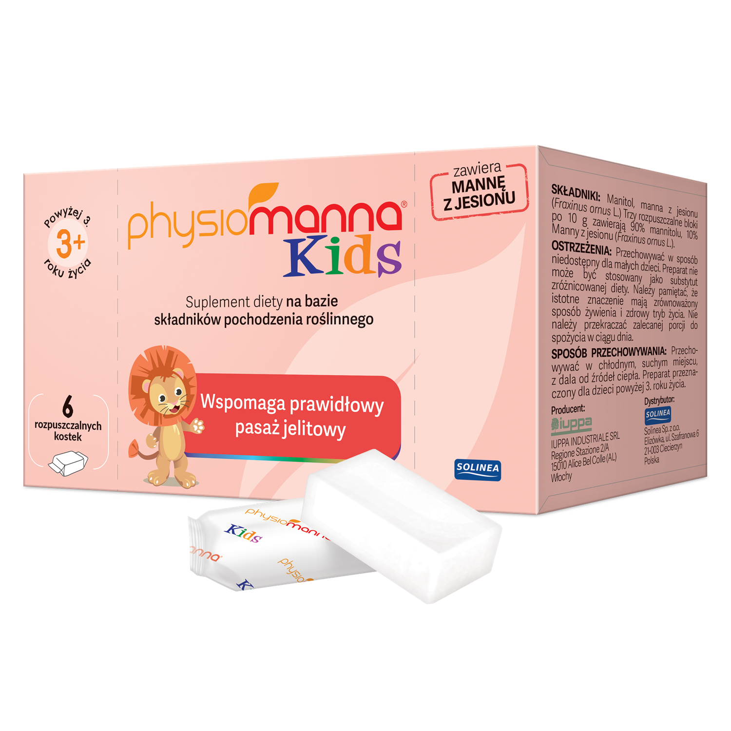 Physiomanna Kids, kostka, 6 x 10 g