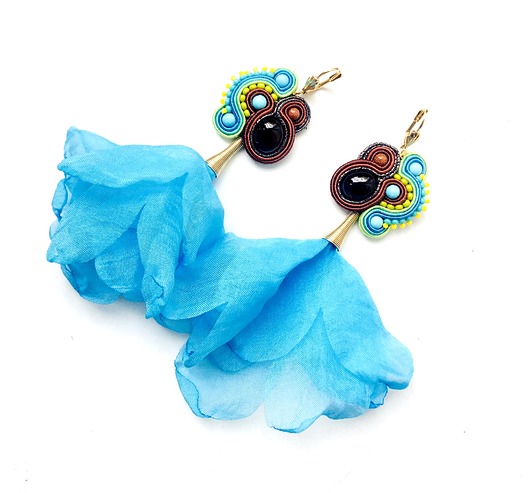 Sutaszowe kolczyki AMBER blue