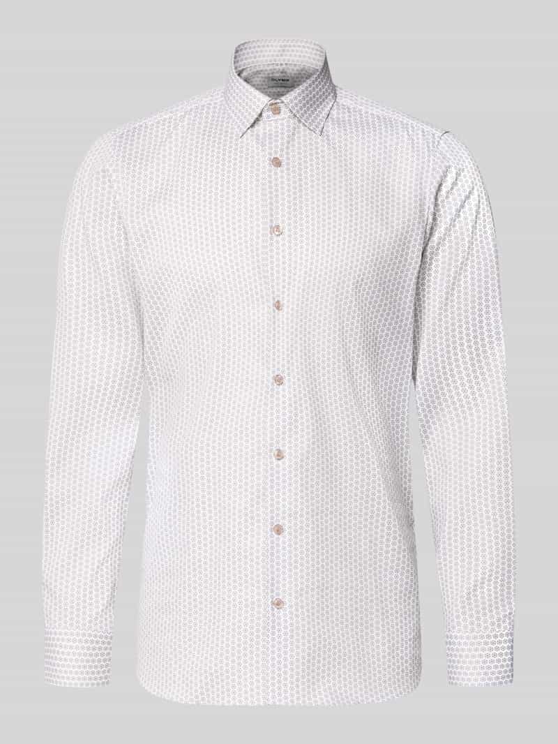 Koszula biznesowa o kroju slim fit z mieszanki bawełny z kołnierzykiem typu kent