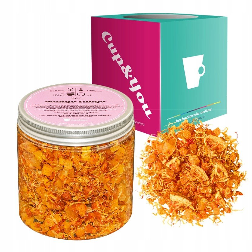Herbata owocowa MANGO TANGO kawałki pomarańczy ananas 220g - orzeźwiająca - herbata sypana liściasta napar z suszu PREMIUM na prezent upominek podar..