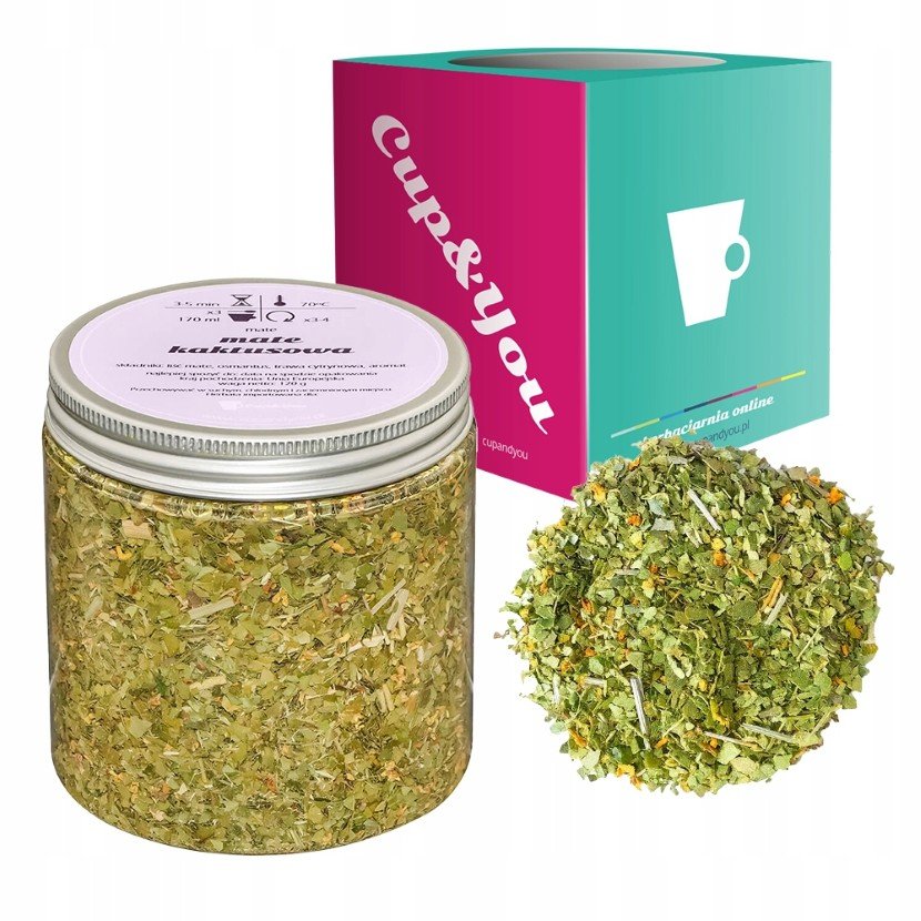 Herbata wysokogatunkowa YerbaMate KAKTUSOWA osmantus trawa cytrynowa 120g - herbata sypana liściasta napar z ostrokrzewu PREMIUM na prezent upominek..