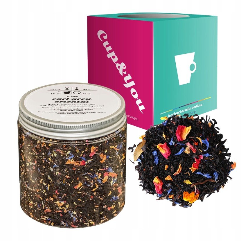 Czarna herbata EARL GREY ORIENTAL bławatek płatki róży 100g - sypana liściasta herbata PREMIUM na prezent upominek podarunek Cup&You