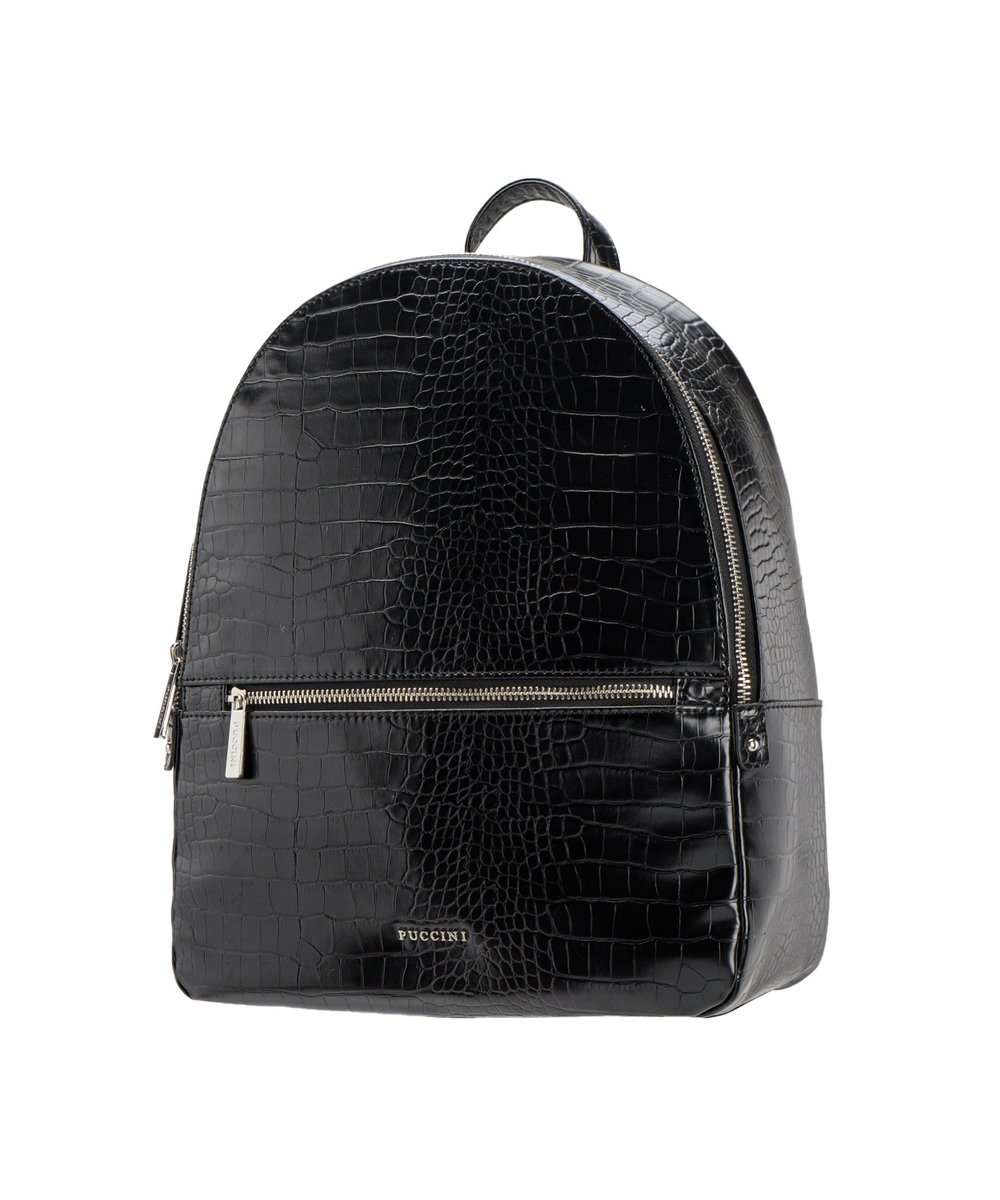 Plecak Damski Miejski do Pracy Faktura Crocco PUCCINI Czarny BML039P-1