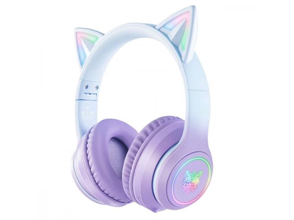 I-ONIK Słuchawki gamingowe B90 RGB kocie uszy Fioletowe ON-B90_CAT/PE