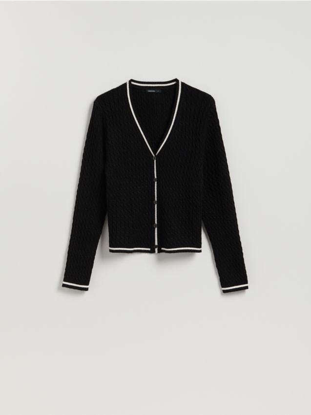 Reserved - Strukturalny kardigan z wiskozą - czarny