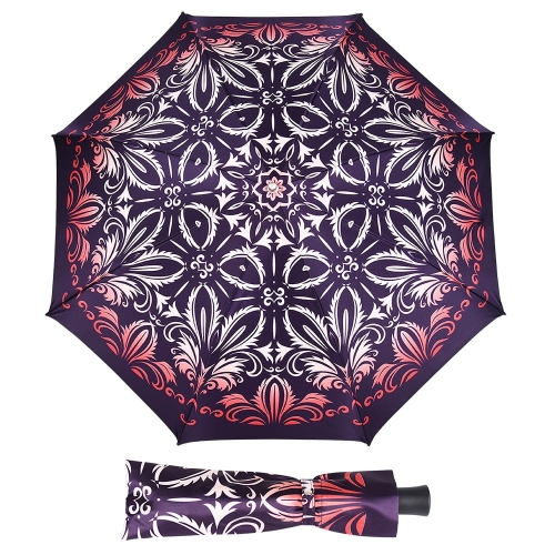 Parasol Damski Doppler Manufaktur czerwony wzór mandala składany manualny