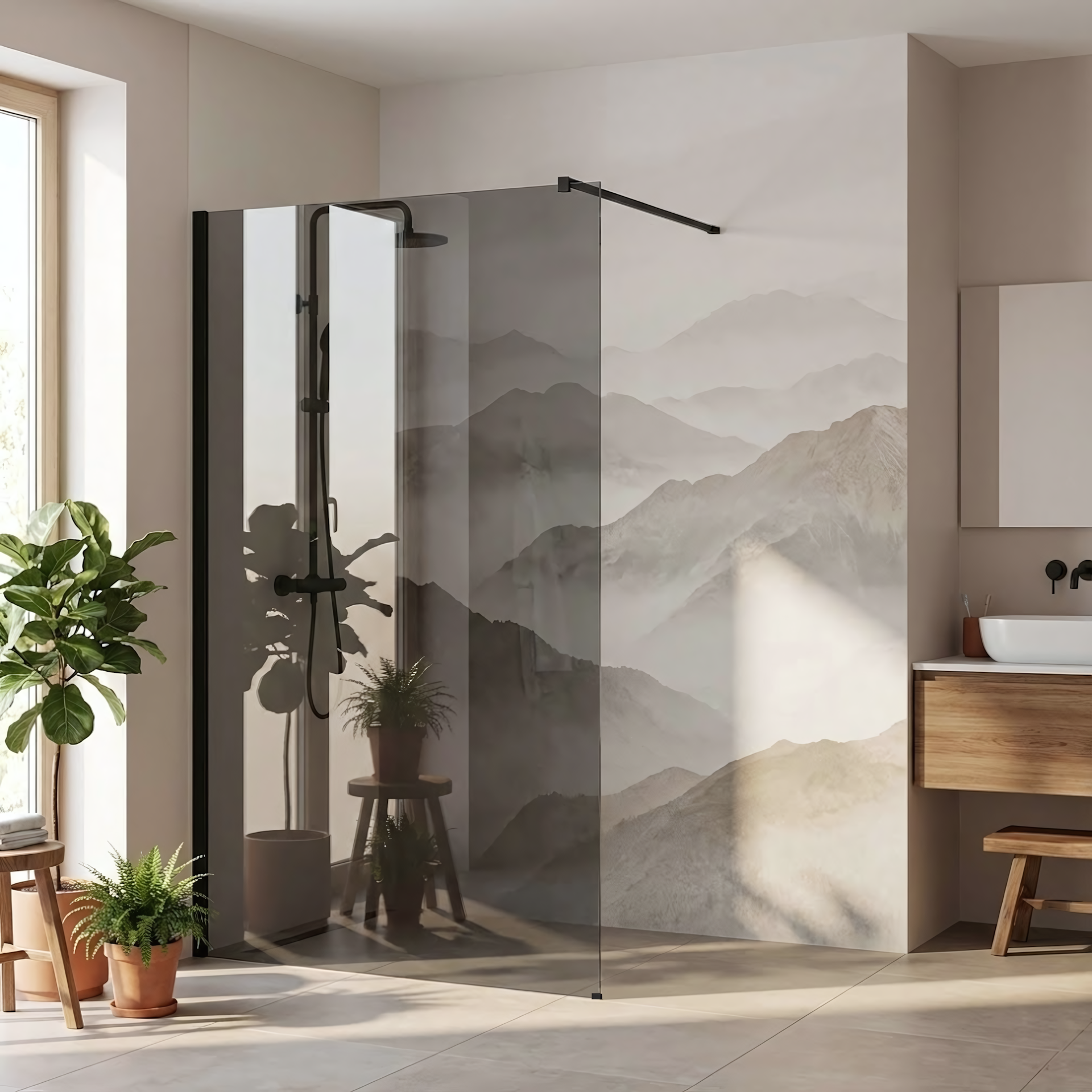 Rea Kabina prysznicowa Walk-In Rea Flexi Grey / Black 90
