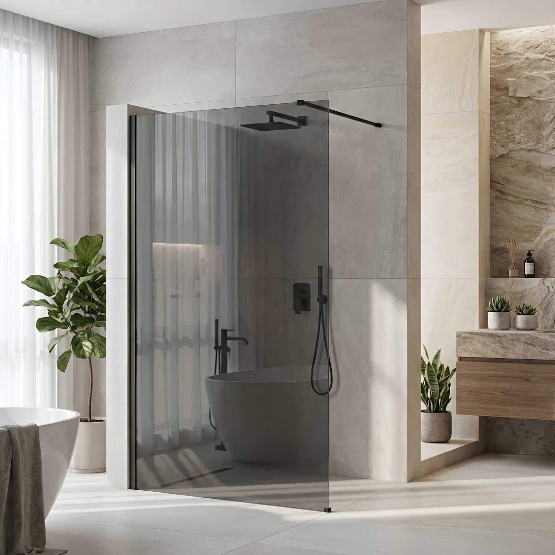 Rea Kabina prysznicowa Walk-In Rea Flexi Grey / Black 120