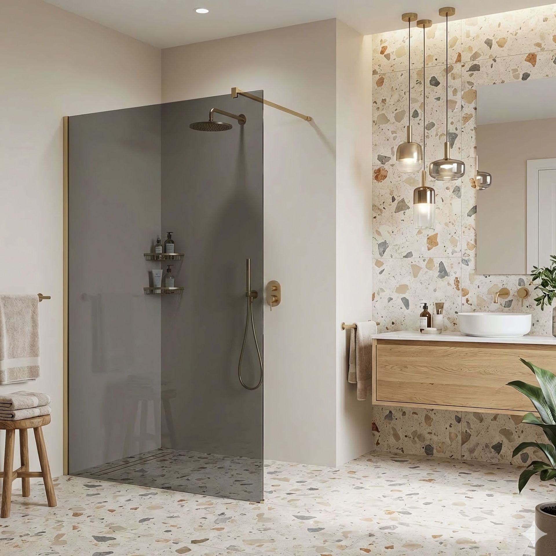 Rea Kabina prysznicowa Walk-In Rea Flexi Grey / Brush Gold 90