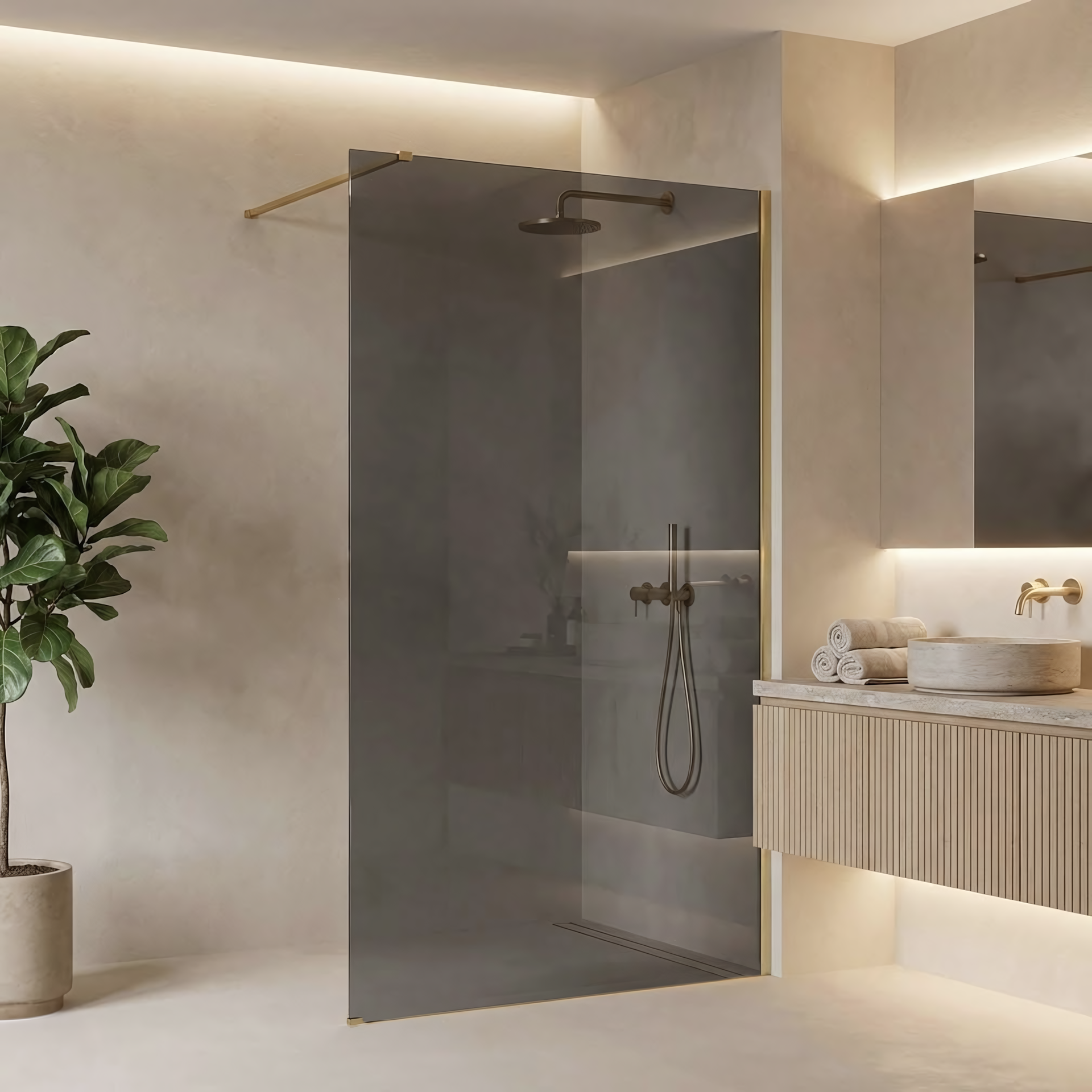 Rea Kabina prysznicowa Walk-In Rea Flexi Grey / Brush Gold 120