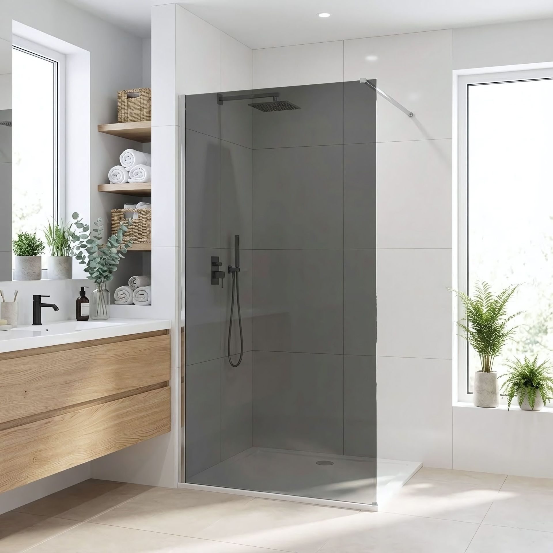Rea Kabina prysznicowa Walk-In Rea Flexi Grey / Chrome 100