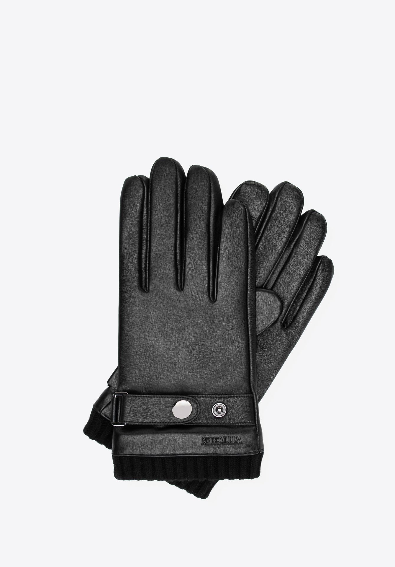 Męskie rękawiczki ze skóry naturalnej owczej czarne