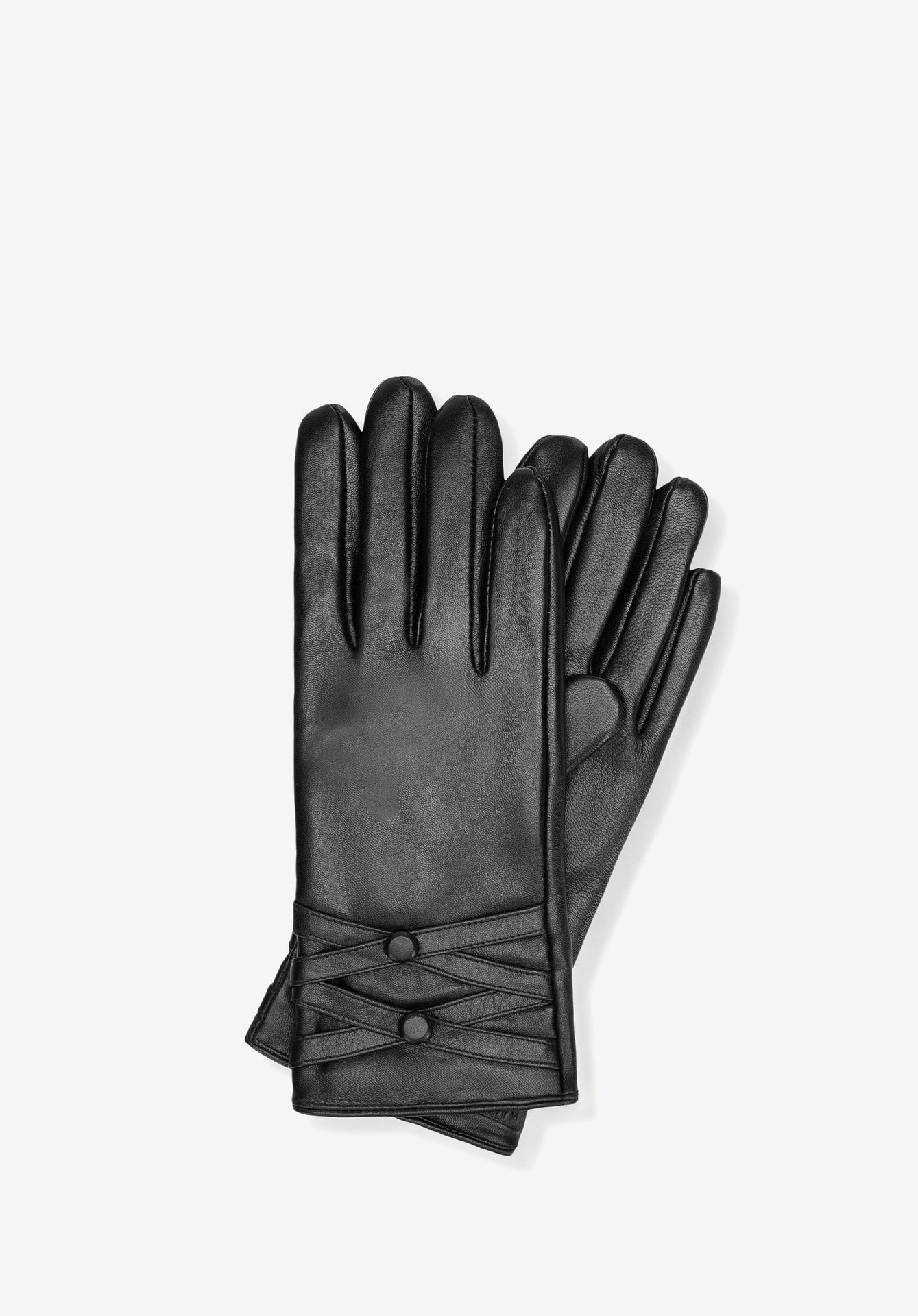 Ocieplane rękawiczki damskie ze skóry naturalnej czarne