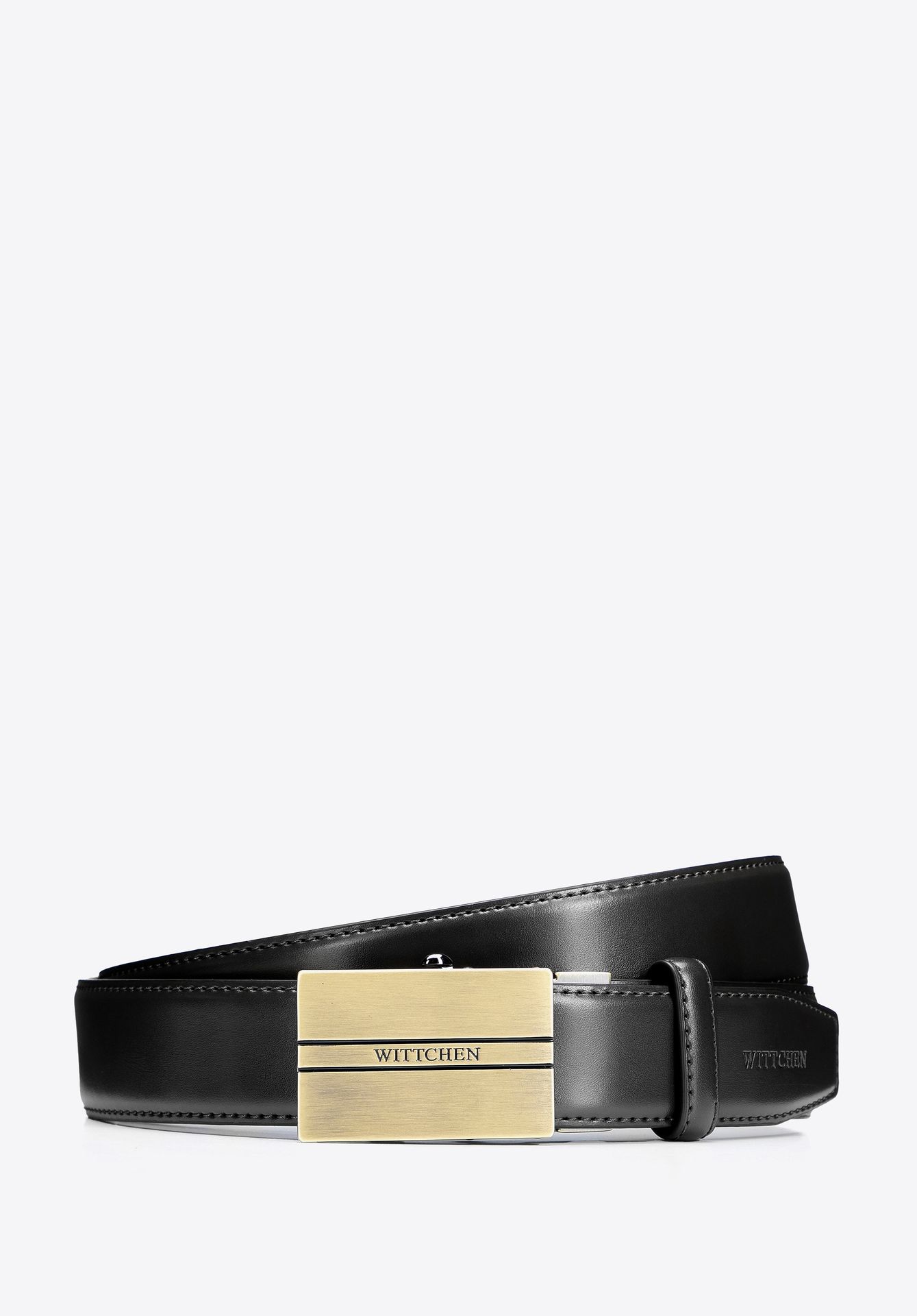 Zestaw męski: pasek i etui na karty ze skóry naturalnej czarno - złoty