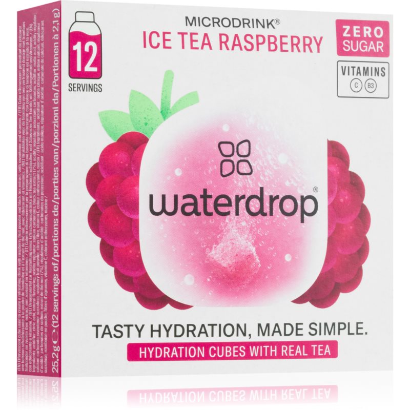 Waterdrop Microdrink Kostka musująca czarna herbata malina 25,2 g (12 x 2,1 g)