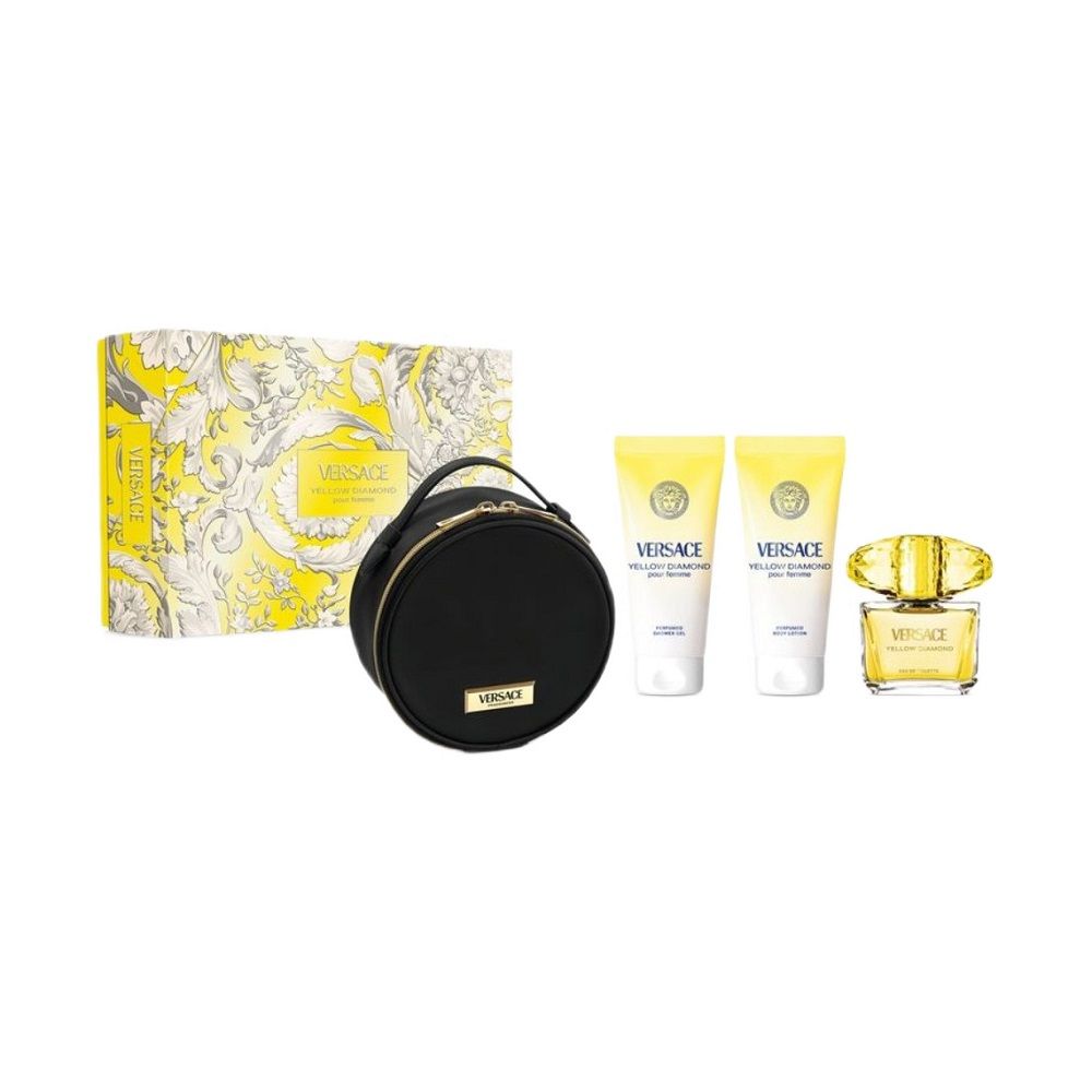 Yellow Diamond zestaw woda toaletowa spray 90ml + żel pod prysznic 100ml + balsam do ciała 100ml + kosmetyczka