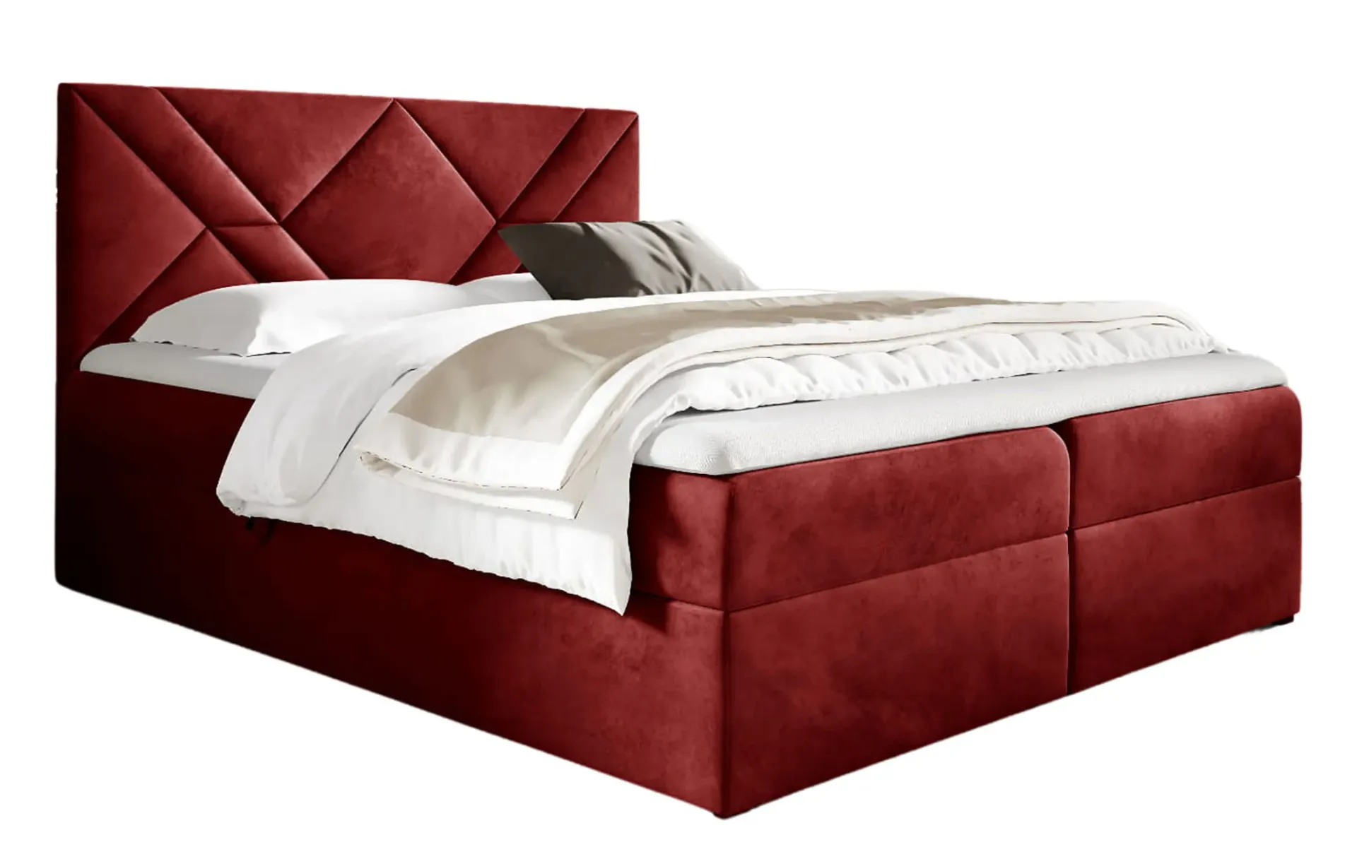 Czerwone pikowane łóżko kontynentalne 5 rozmiarów N3-S80