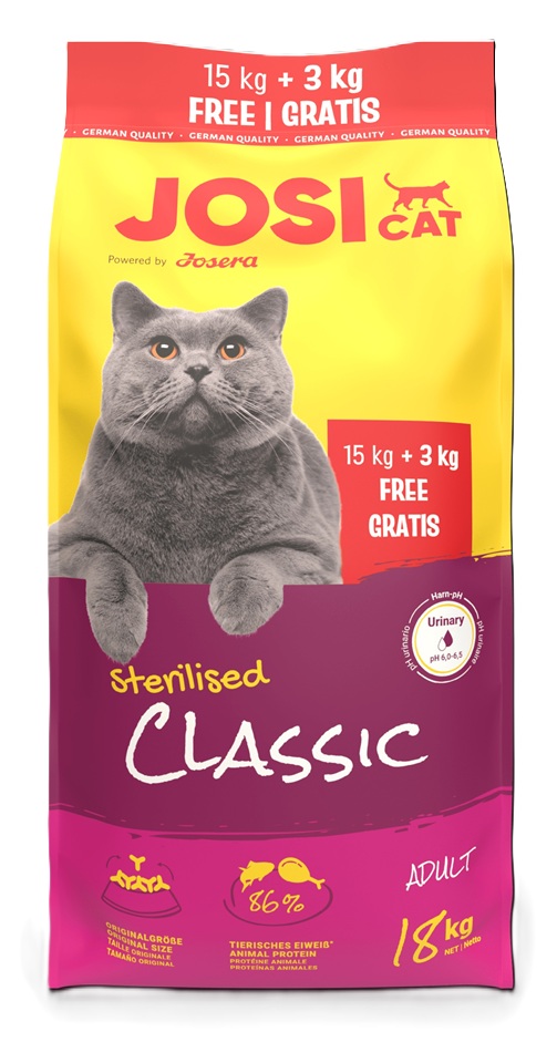 JOSERA JosiCat Classic Sterilised sucha karma dla kotów kastrowanych 15kg + 3kg gratis