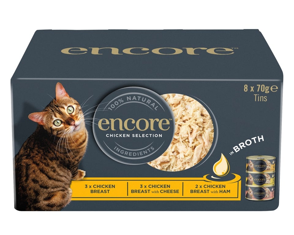 ENCORE Cat Chicken Selection in Broth Multipak 8x70 g mix smaków z kurczakiem w bulionie