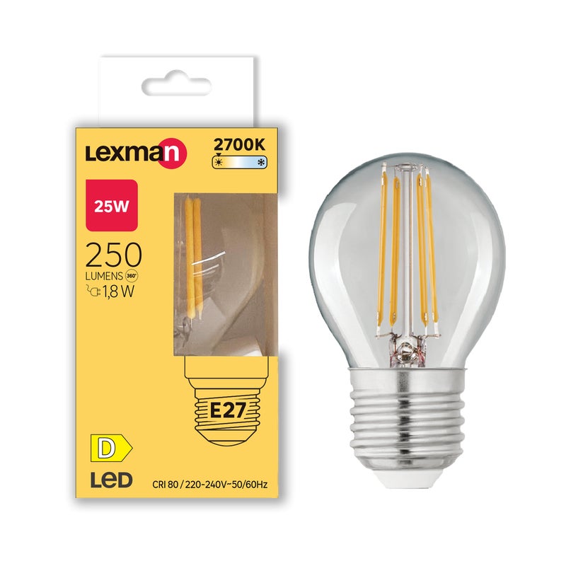 Żarówka LED E27 ciepła barwa 2700K 250 lm 1.8W LEXMAN