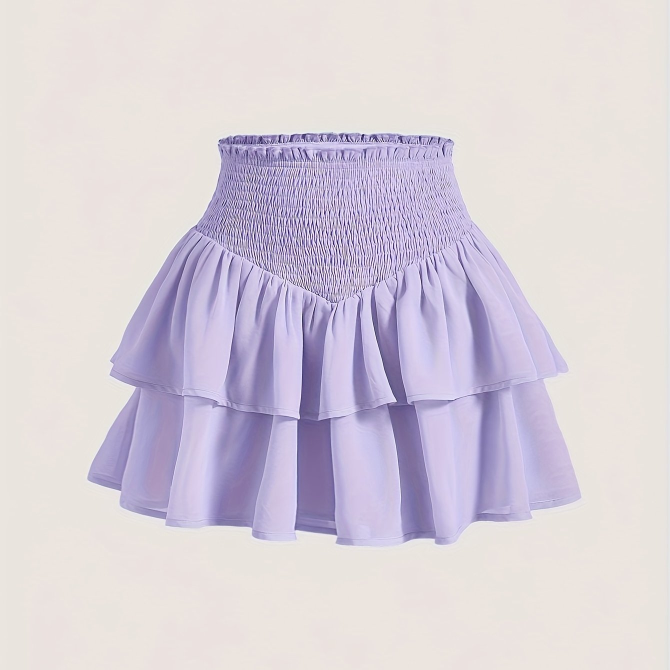 TEMU Elegancka, warstwowa, falbankowa spódniczka damska z krótką długością i falbanką w talii