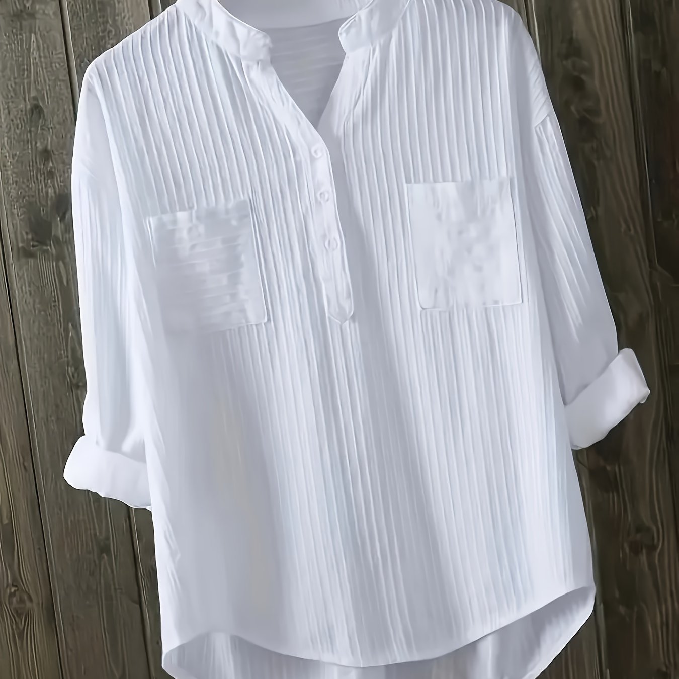 TEMU Casualowa Bluza z Kołnierzykiem, Luźny Styl, Uniwersalna Koszulka, Minimalistyczne Wzornictwo, Prosta Moda, Tkaniny, Łatwa w Pielęgnacji,