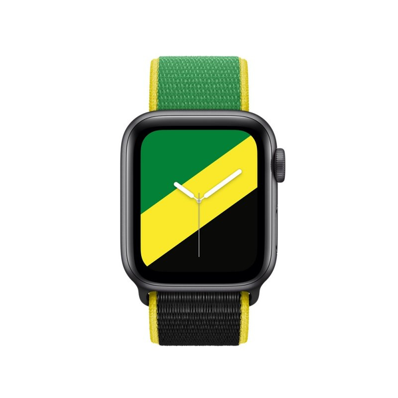 ORYGINALNA OPASKA APPLE INTERNATIONAL COLLECTION NYLON 38/40/41/42MM JAMAICA ROZMIAR UNIWERSALNY ORYGINALNA PLOMBA