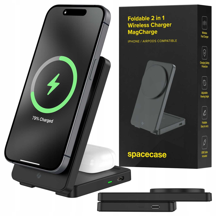 Spacecase Ładowarka indukcyjna Wireless Charger 2in1 MagCharge WM5B black