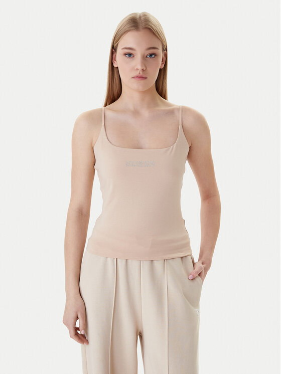 Guess Top V5GP22 J1314 Beżowy Slim Fit