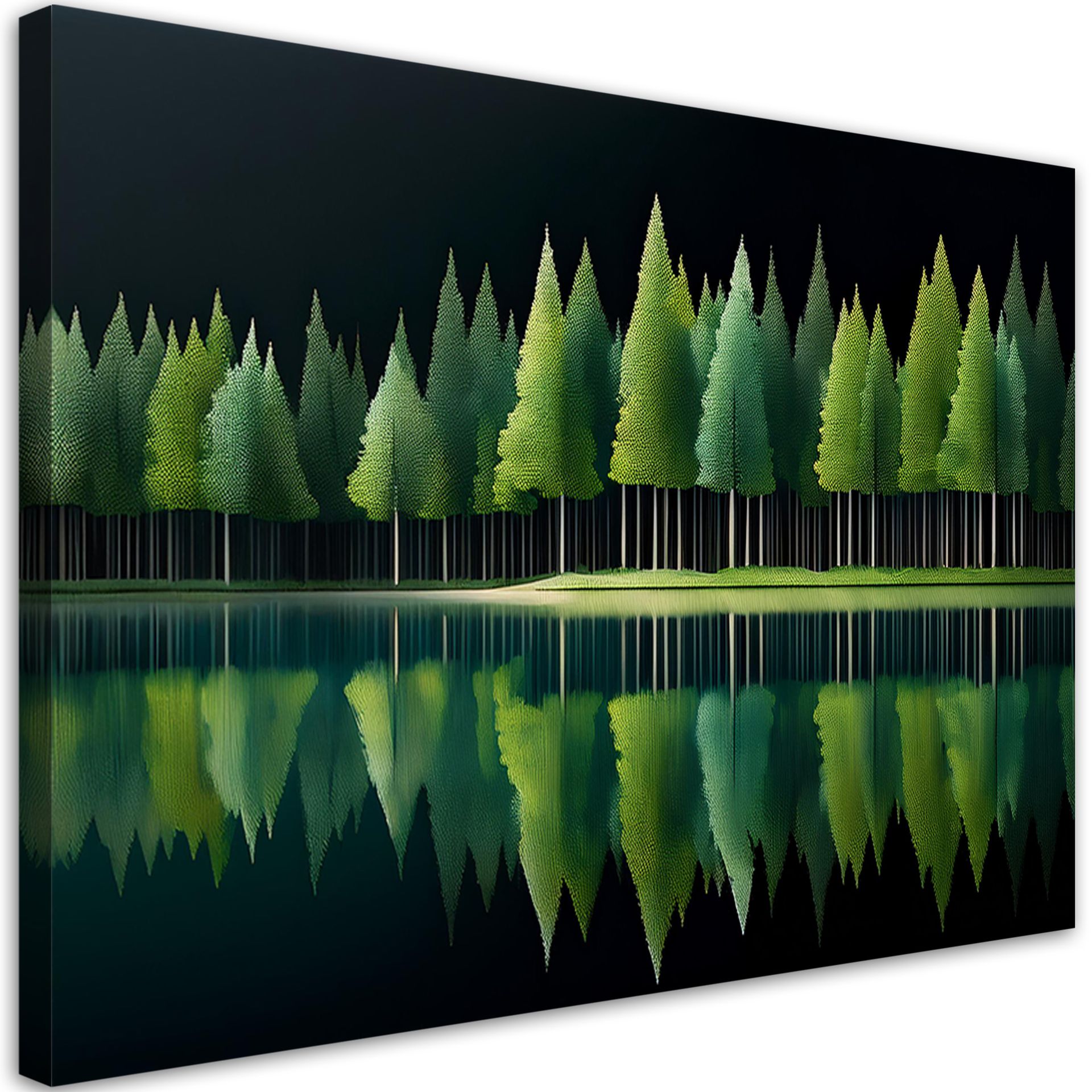 Feeby Obraz na płótnie, Zielony Las Jezioro Natura 90x60cm