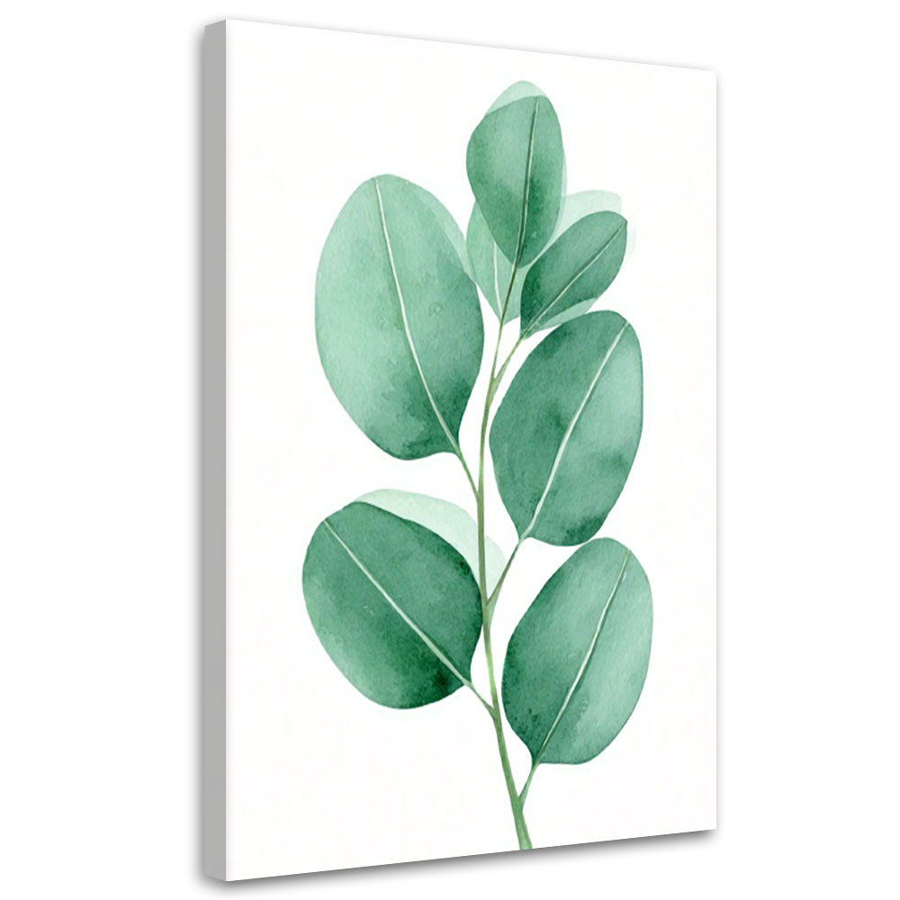Feeby Obraz na płótnie, Liście Akwarela Zieleń Minimalizm 60x90cm