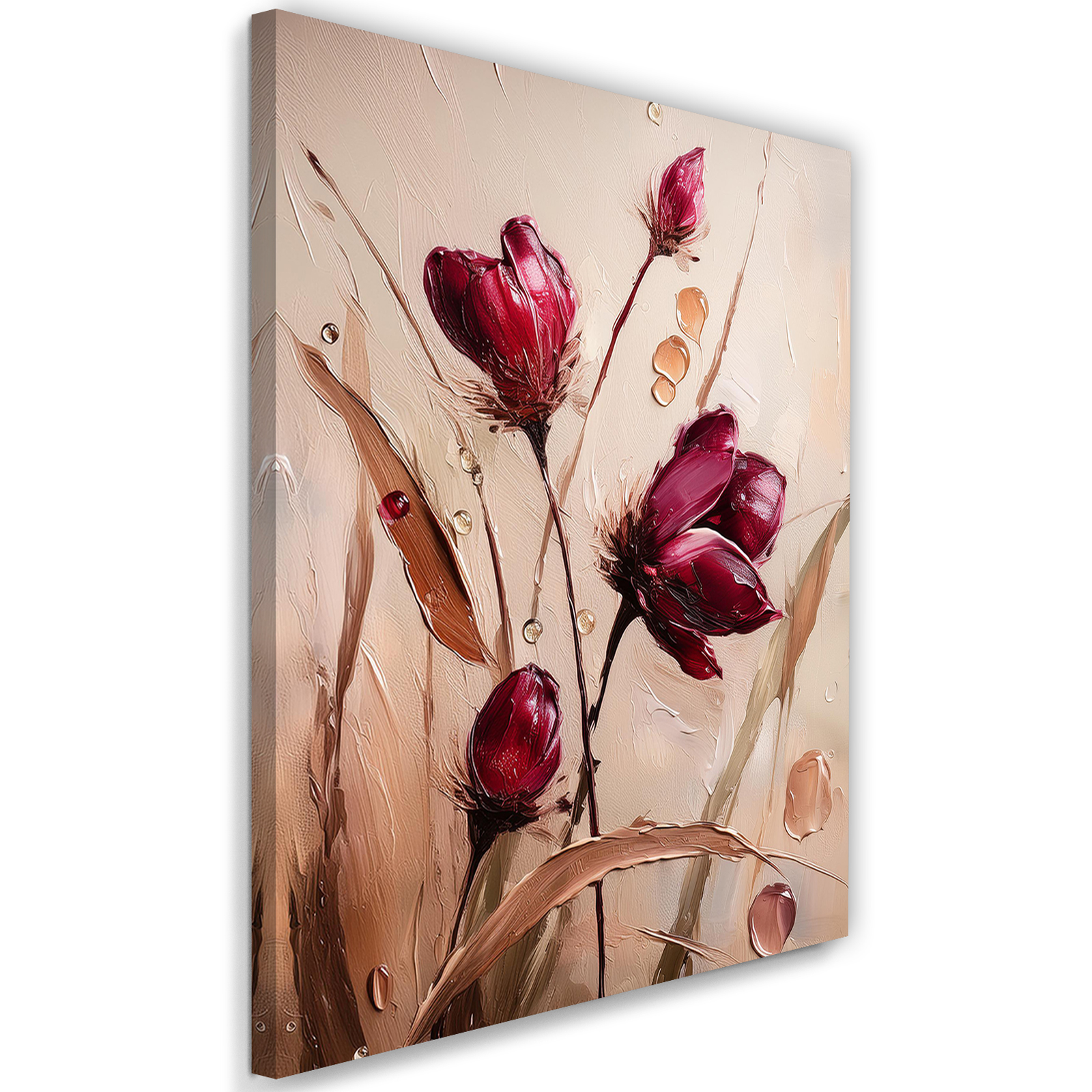 Feeby Obraz na płótnie, Maki Łąka Natura Kwiaty Burgundowy 70x100cm