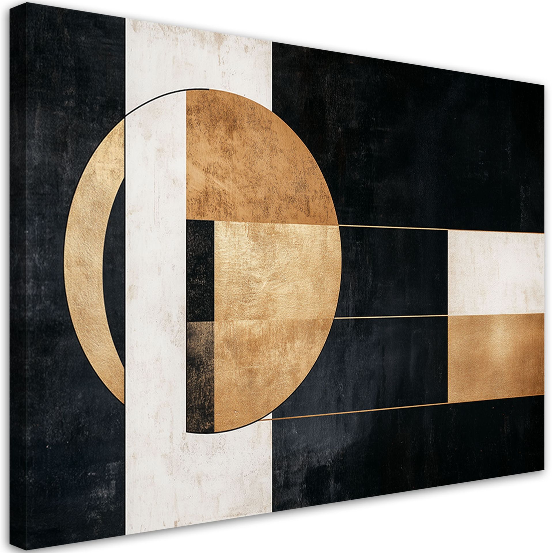 Feeby Obraz na płótnie, Abstrakcja Geometryczna Czarno Zlota 100x70cm