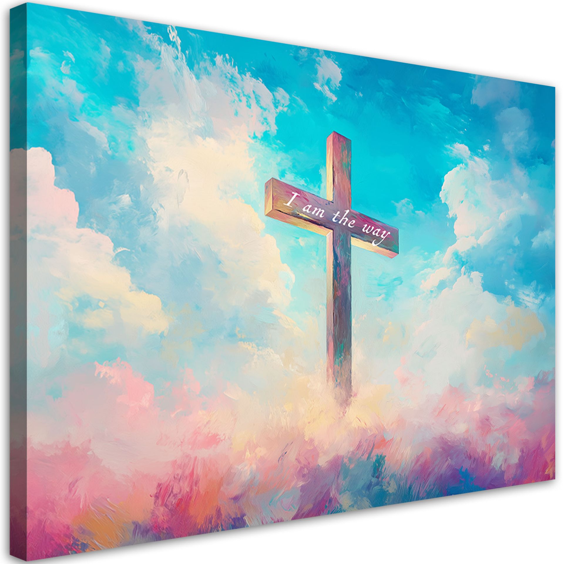 Feeby Obraz na płótnie, Kolorowe Niebo Krzyż Religijny 120x80cm